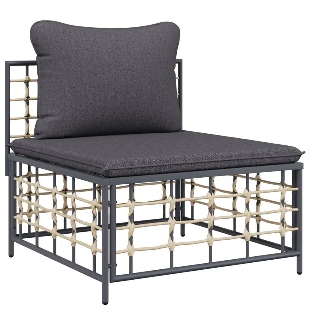 7 Piece Garden Lounge Set Outdoor Sofa Anthracite Poly Rattan