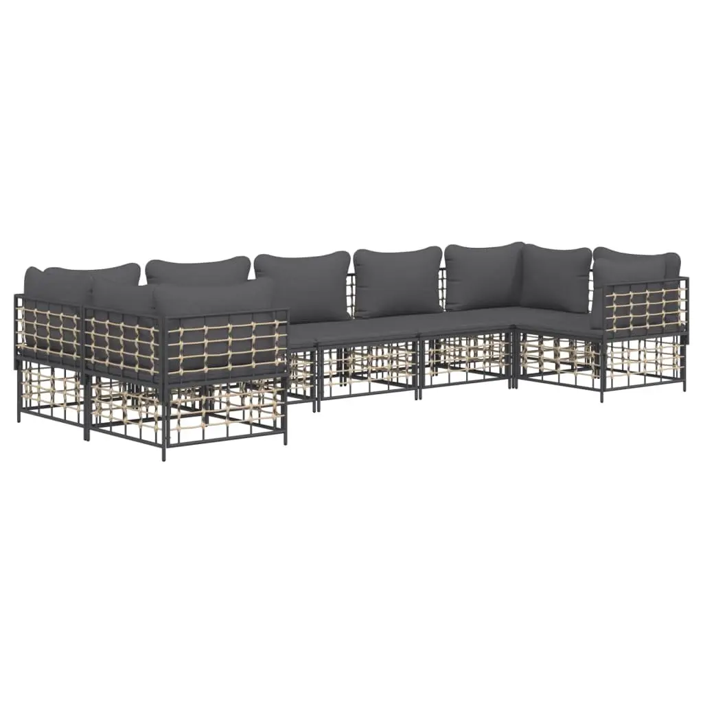 7 Piece Garden Lounge Set Outdoor Seating Anthracite Poly Rattan
