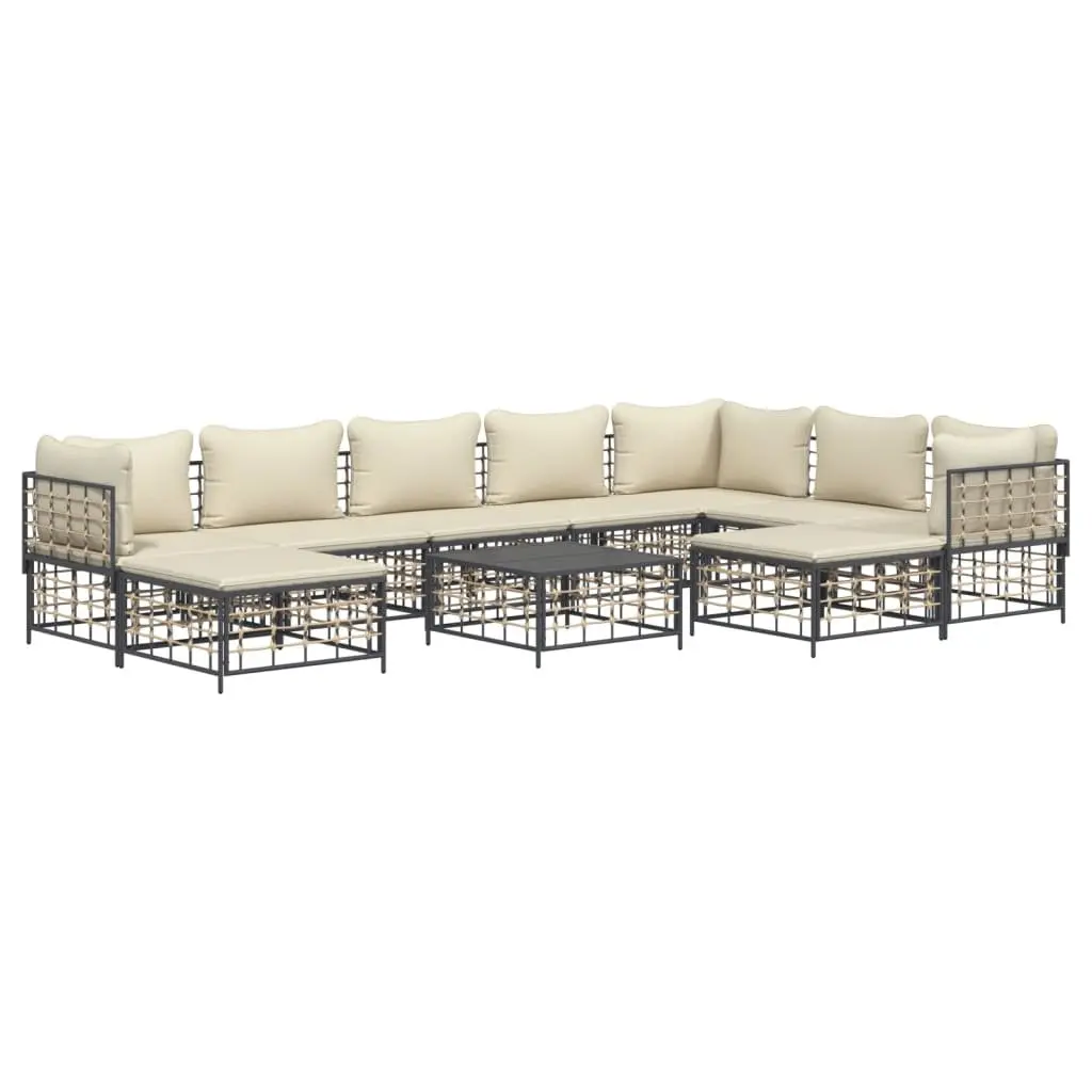 Garden Lounge Set 10 Piece Outdoor Furniture Poly Rattan Anthracite