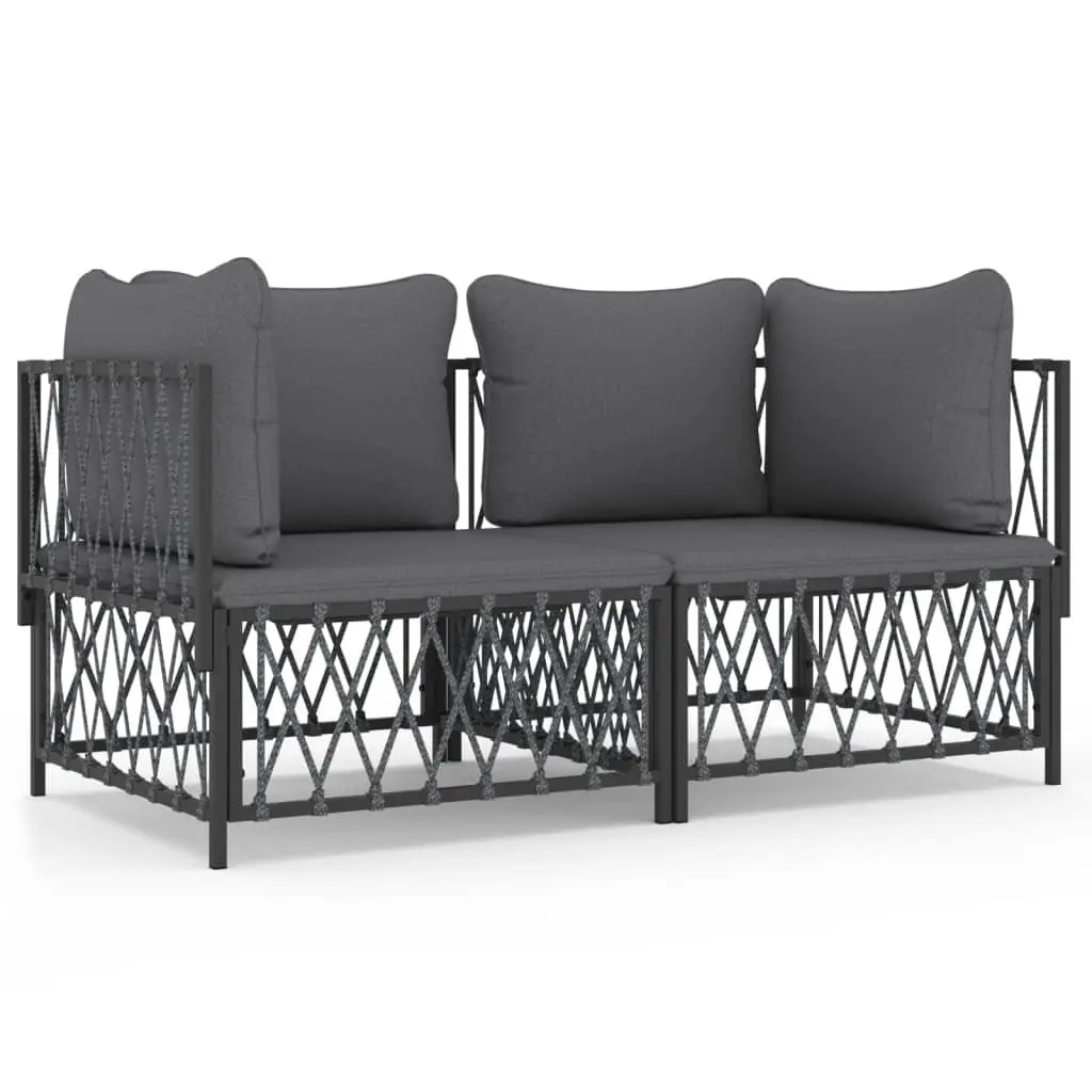 Garden Lounge Set 2 Piece Outdoor Furniture Anthracite Steel Frame Cushions