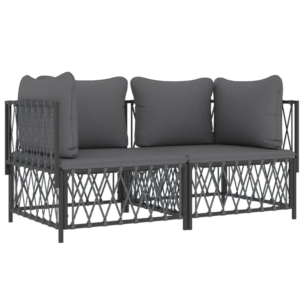 Garden Lounge Set 2 Piece Outdoor Furniture Anthracite Steel Frame Cushions
