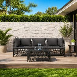 Comfortable 4-Piece Garden Lounge Set with Anthracite Frame