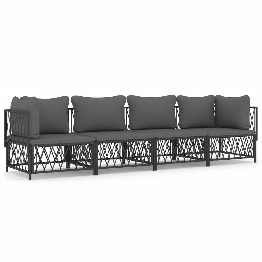 4 Piece Garden Lounge Set Outdoor Furniture Anthracite Steel Frame Cushions