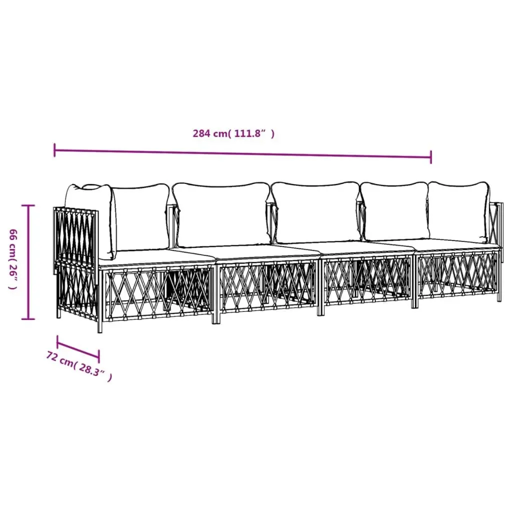 4 Piece Garden Lounge Set Outdoor Furniture Anthracite Steel Frame Cushions