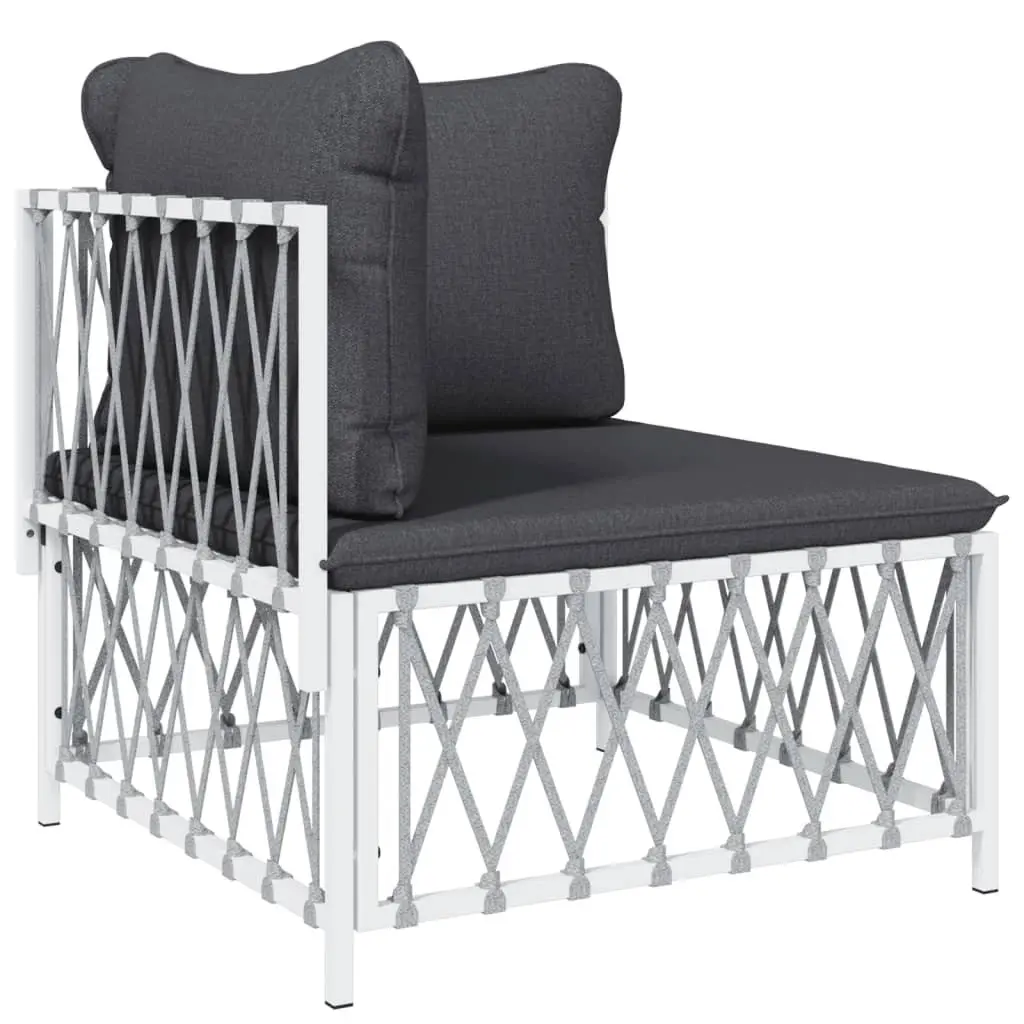 Garden Lounge Set 6 Piece Outdoor Furniture Cushioned Sofa White Steel Frame