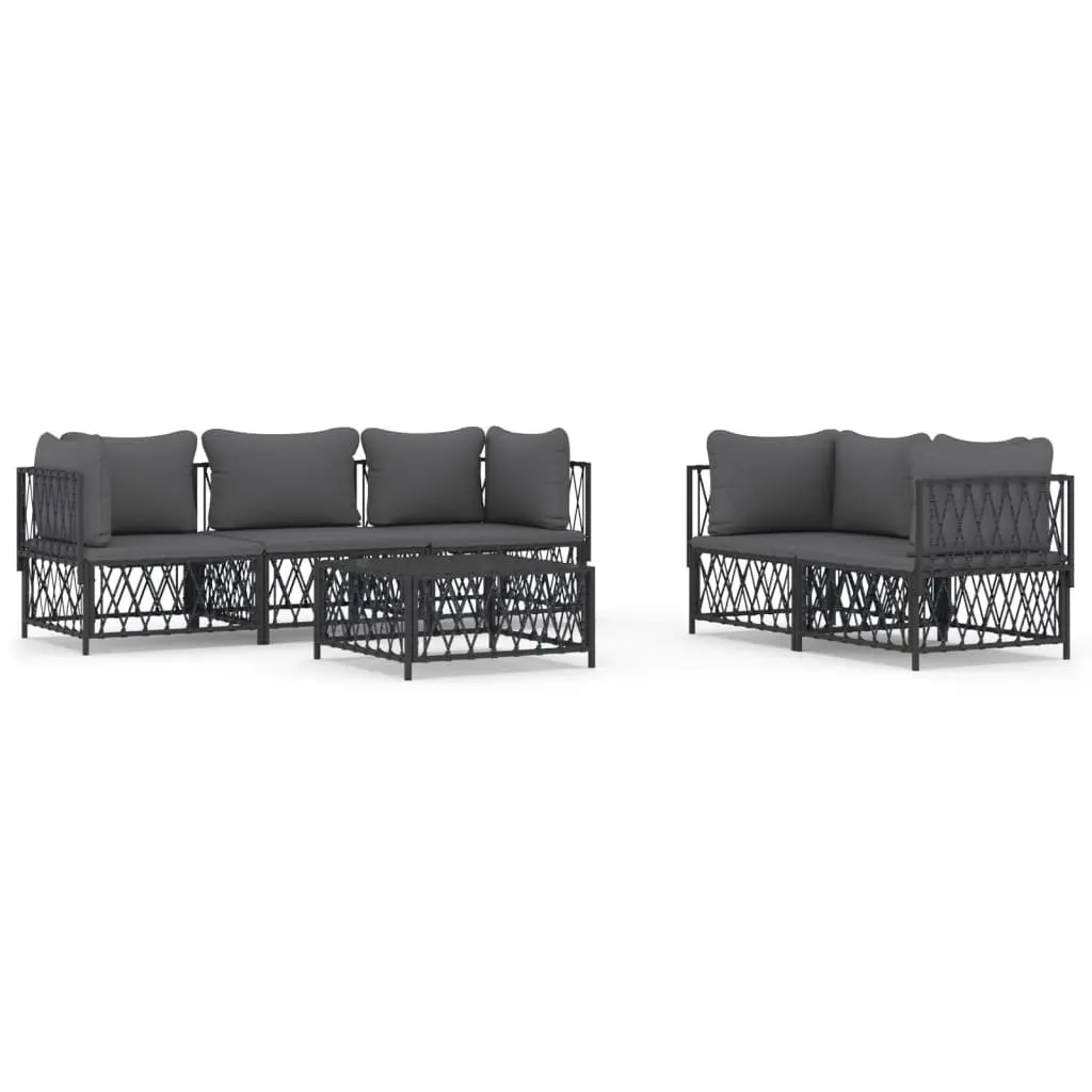Garden Lounge Set 6 Piece Outdoor Furniture Modular Sofa Anthracite Steel Frame