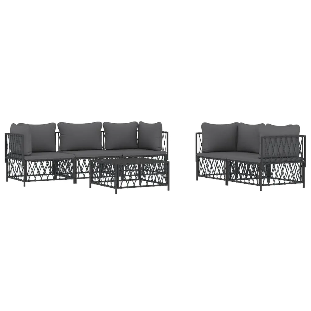 Garden Lounge Set 6 Piece Outdoor Furniture Modular Sofa Anthracite Steel Frame