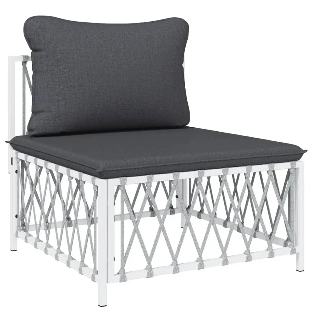 Outdoor Lounge Set 8 Piece Modular Sofa White Steel Frame