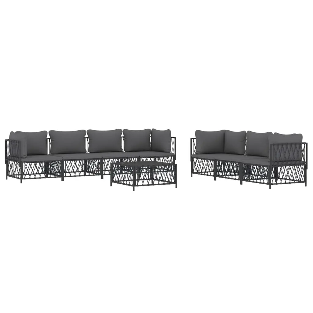 Garden Lounge Set 8 Piece Outdoor Furniture with Cushions Anthracite Steel Frame