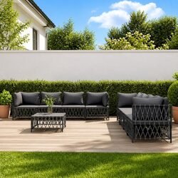 Comfortable 9 Piece Anthracite Garden Sofa Set