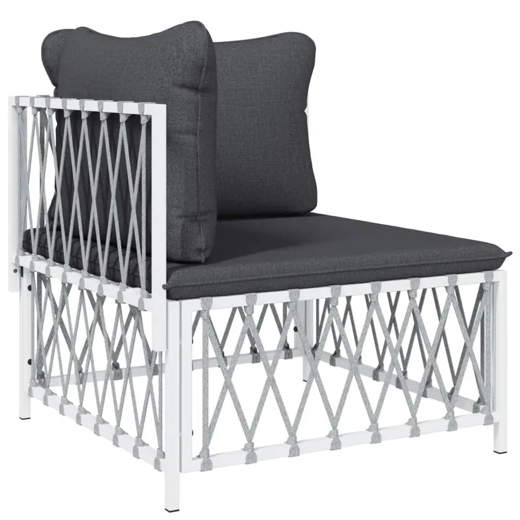 Garden Lounge Set 5 Piece Outdoor Furniture Modular White Steel Frame Cushions