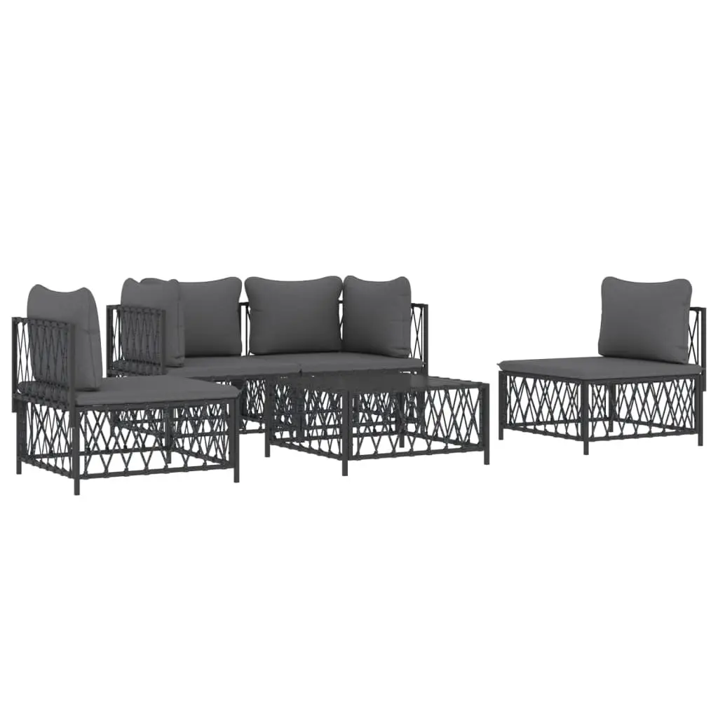 Outdoor Furniture 5 Piece Lounge Set Modular Anthracite Steel Frame with Cushions
