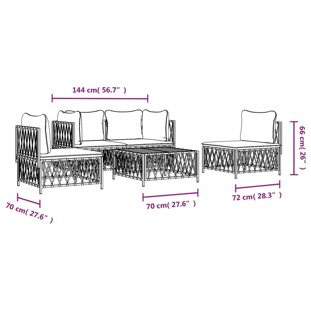Outdoor Furniture 5 Piece Lounge Set Modular Anthracite Steel Frame with Cushions