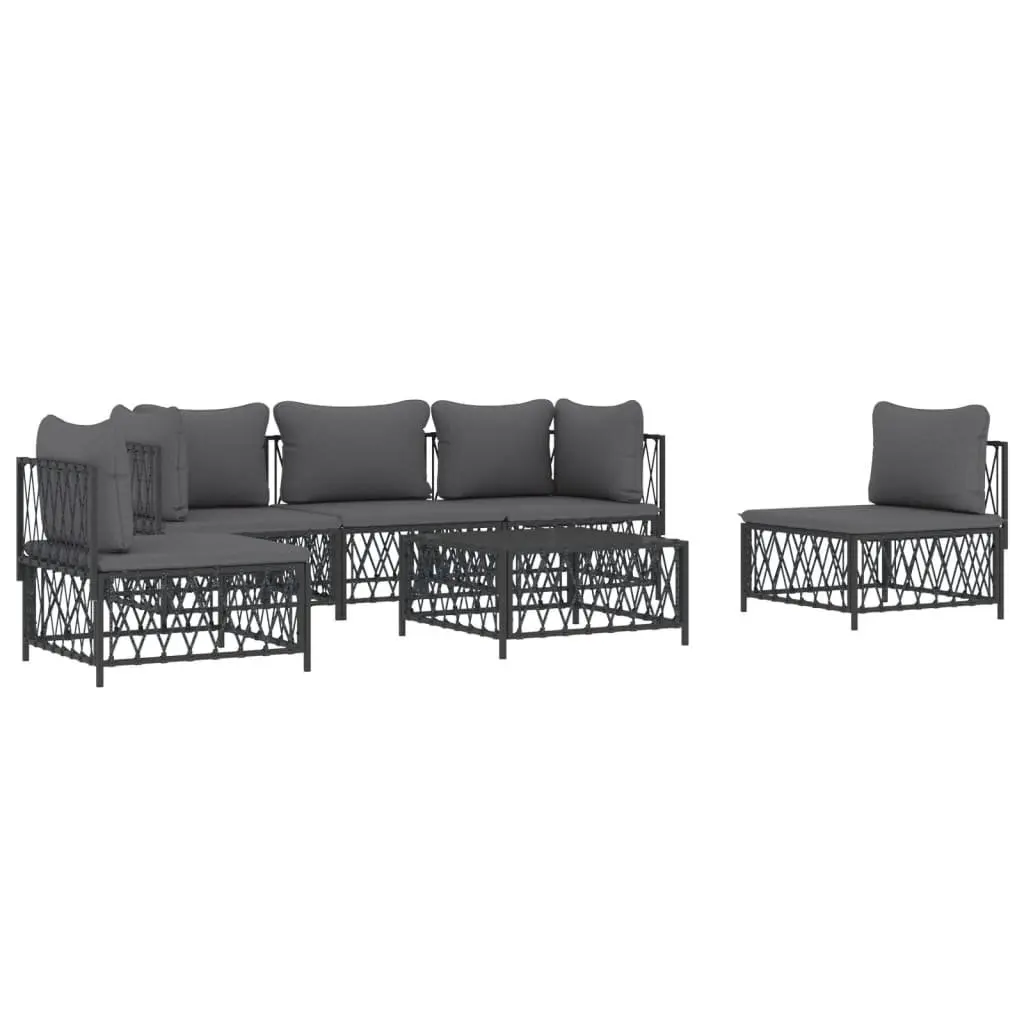 Outdoor Lounge Set Garden Furniture 6 Piece Anthracite Steel Frame with Cushions