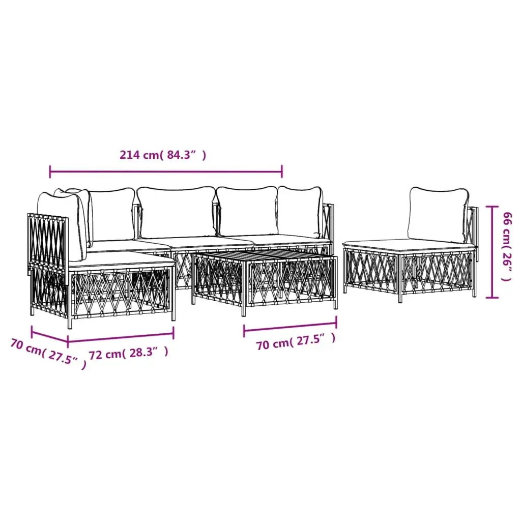 Outdoor Lounge Set Garden Furniture 6 Piece Anthracite Steel Frame with Cushions