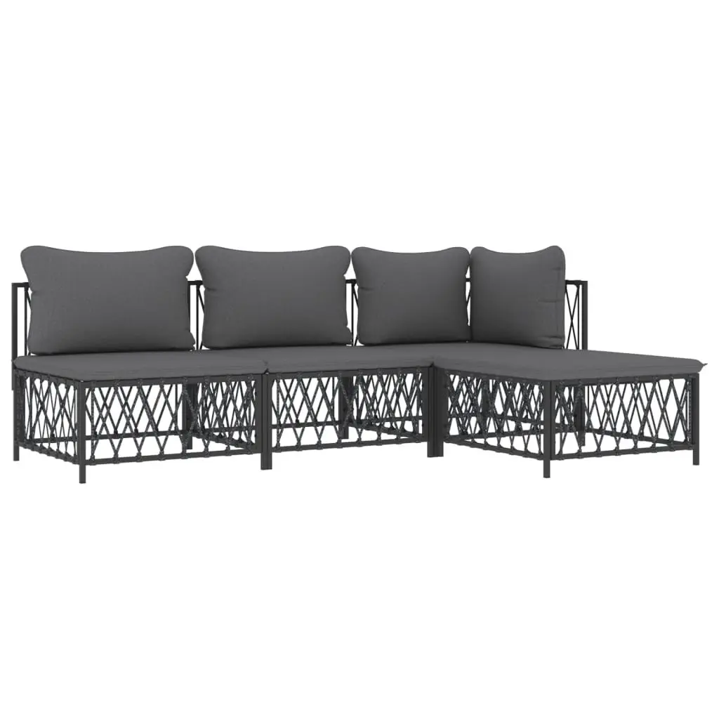 4 Piece Garden Lounge Set Outdoor Relaxation Anthracite Steel Frame Cushions
