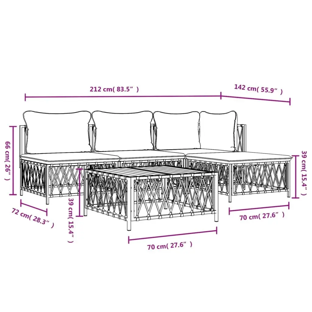 5 Piece Garden Lounge Set Modular Outdoor Furniture Anthracite