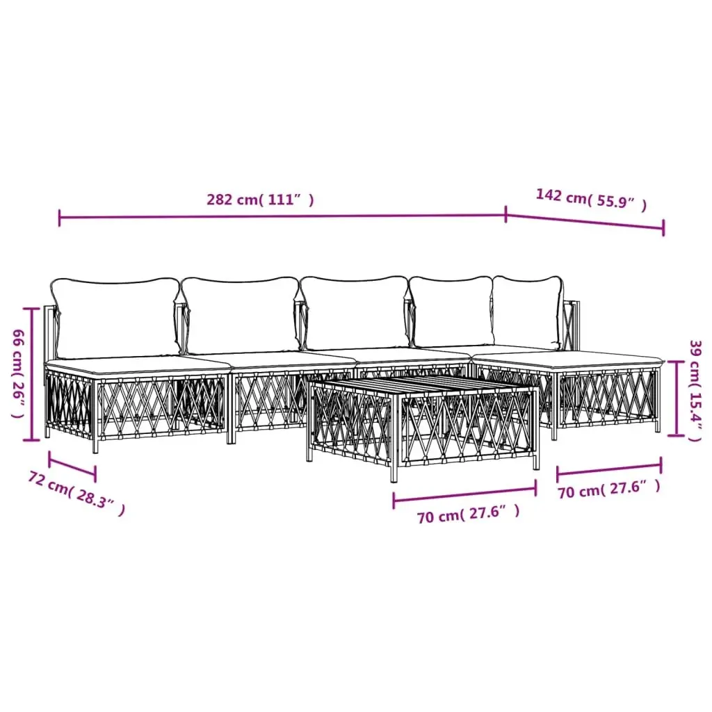 Garden Lounge Set Modular Sofa Cushioned 6 Piece Anthracite