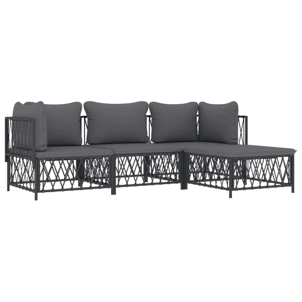 Garden Lounge Set 4 Piece Outdoor Furniture Anthracite Steel Frame with Cushions
