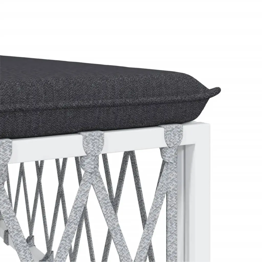 5 Piece Garden Lounge Set Outdoor Sofa White Steel Frame Woven Fabric Cushions