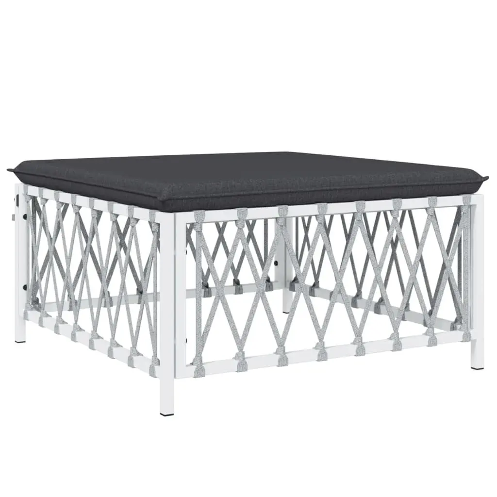 5 Piece Garden Lounge Set White Steel Frame Outdoor Furniture with Cushions