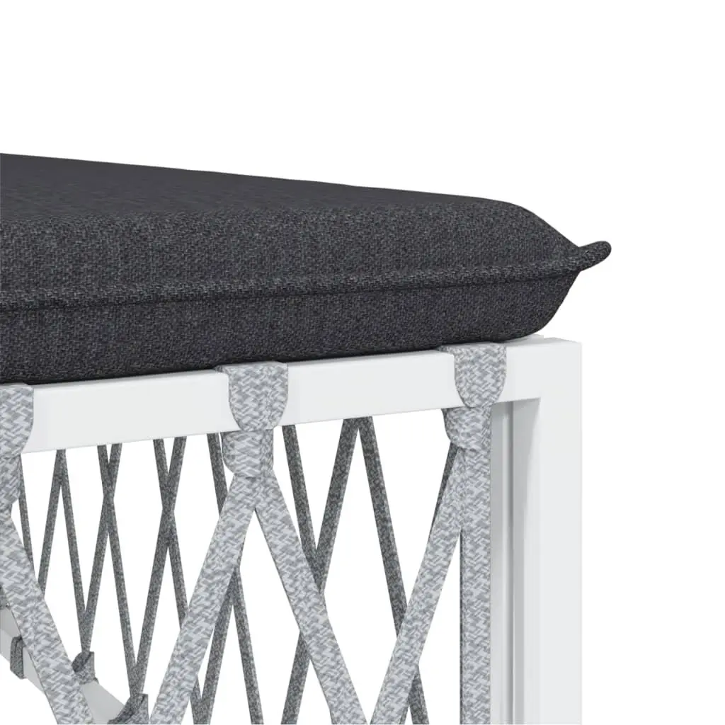 5 Piece Garden Lounge Set White Steel Frame Outdoor Furniture with Cushions