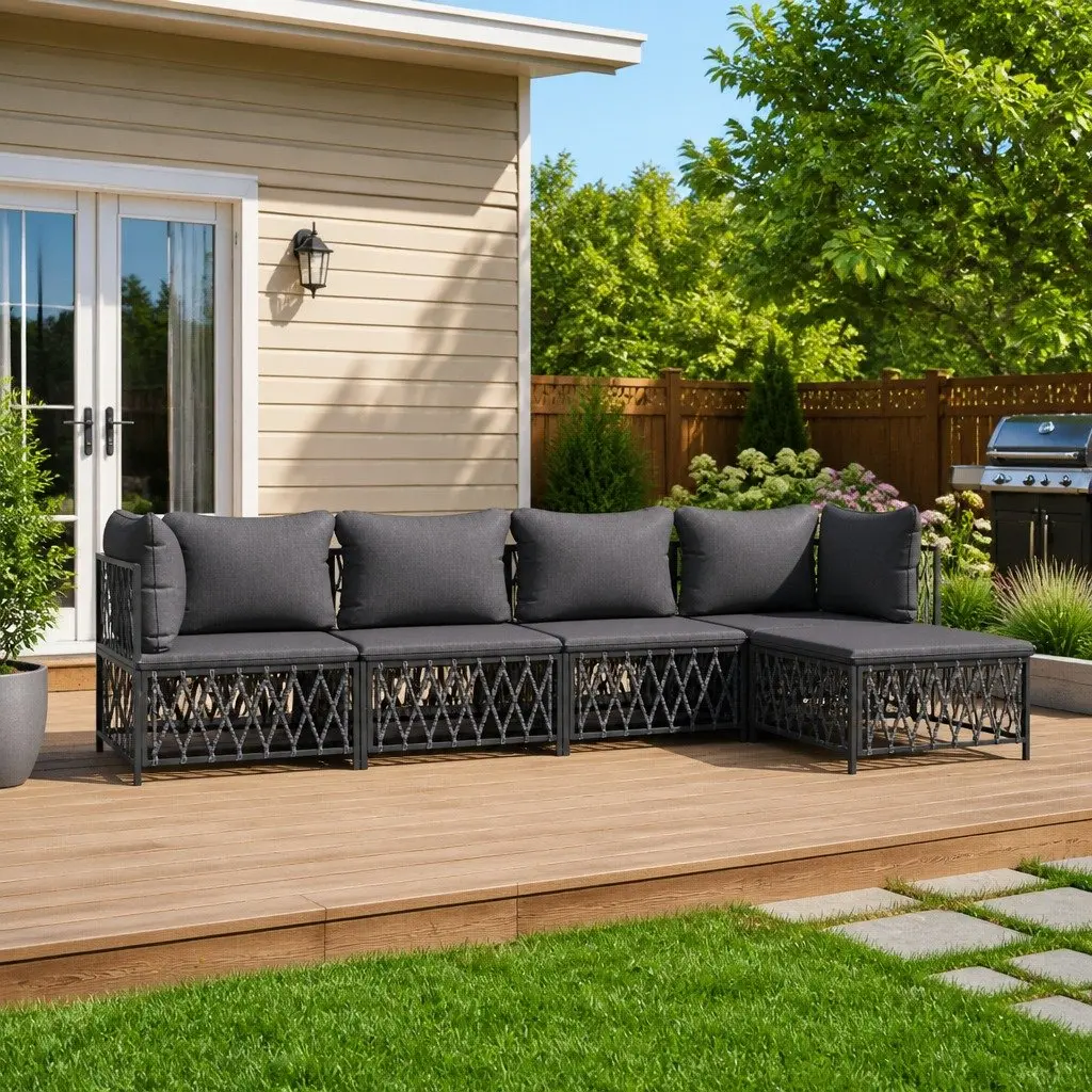 5 Piece Garden Lounge Set Outdoor Furniture Modular Sofa Anthracite