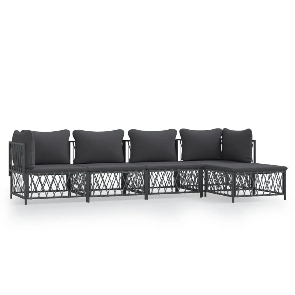 5 Piece Garden Lounge Set Outdoor Furniture Modular Sofa Anthracite