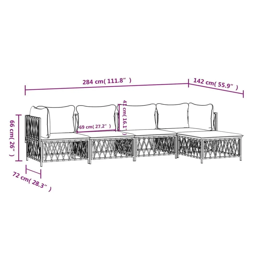 5 Piece Garden Lounge Set Outdoor Furniture Modular Sofa Anthracite