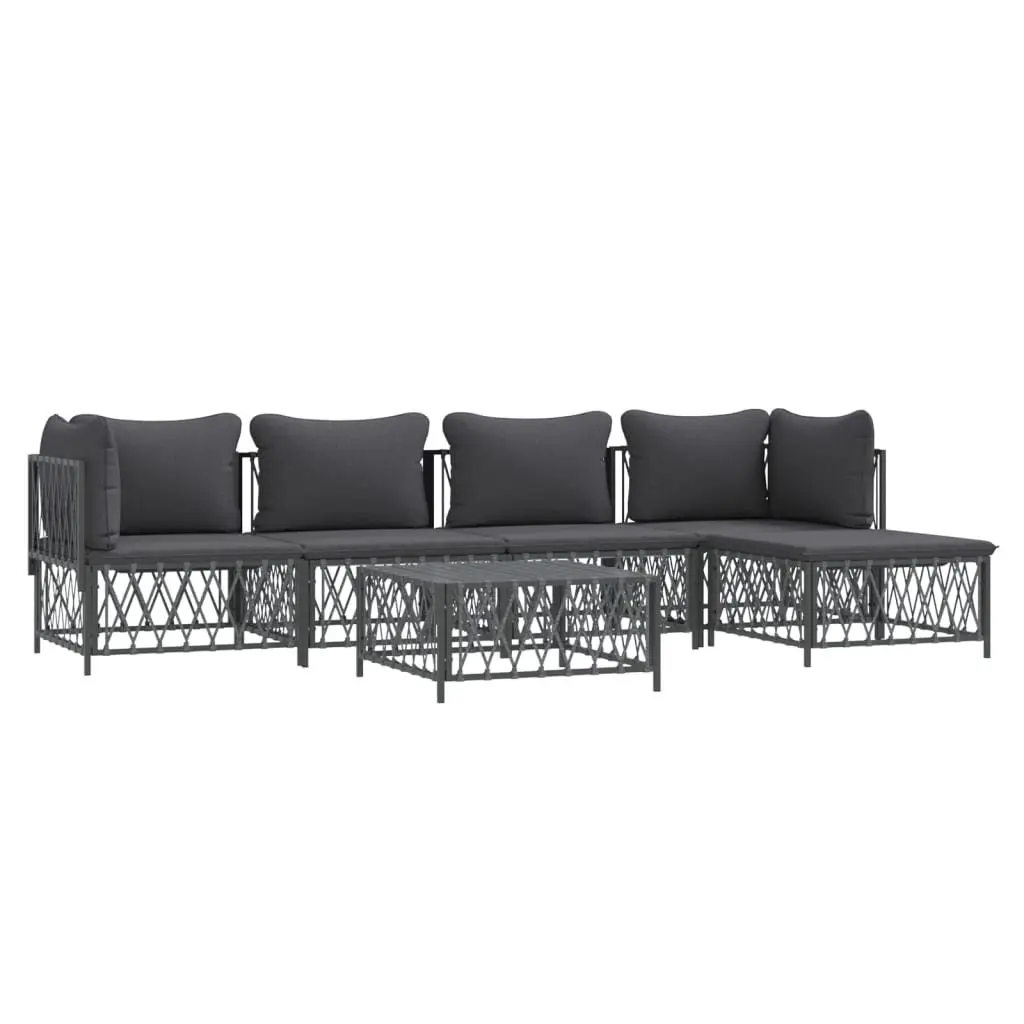 Garden Lounge Set Modular Sofa 6 Piece Outdoor Furniture Anthracite Cushions
