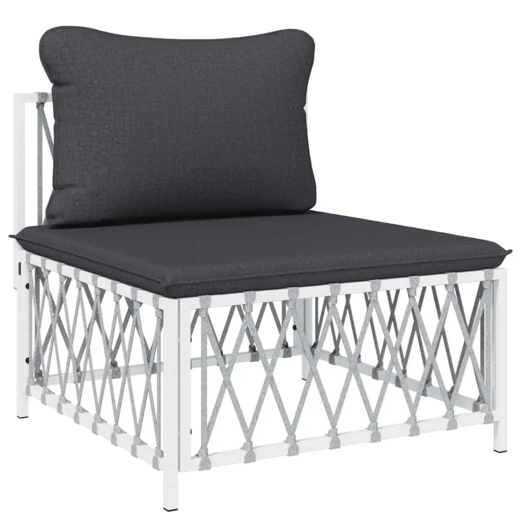 Garden Lounge Set Outdoor Furniture 4 Piece White Steel Frame Cushions