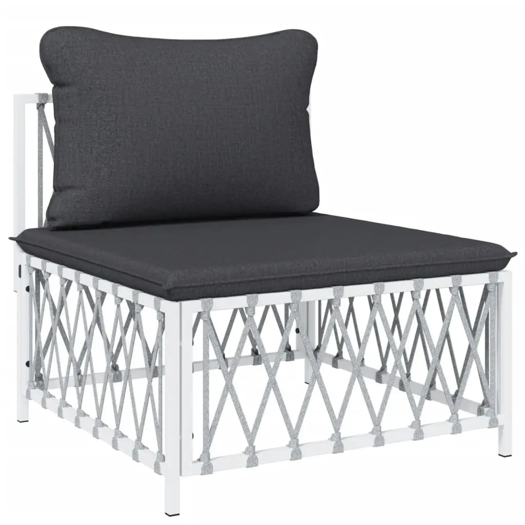 Garden Lounge Set Modular Outdoor Furniture 5 Piece White Steel Frame Cushions