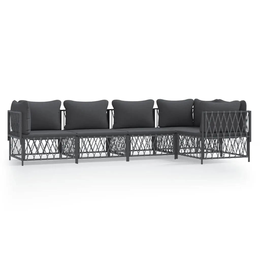 Garden Lounge Set 5 Piece Outdoor Furniture Anthracite Steel Frame with Cushions