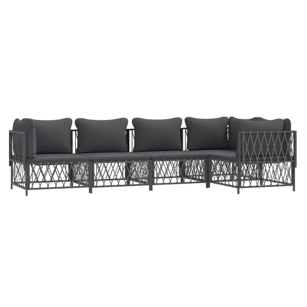 Garden Lounge Set 5 Piece Outdoor Furniture Anthracite Steel Frame with Cushions
