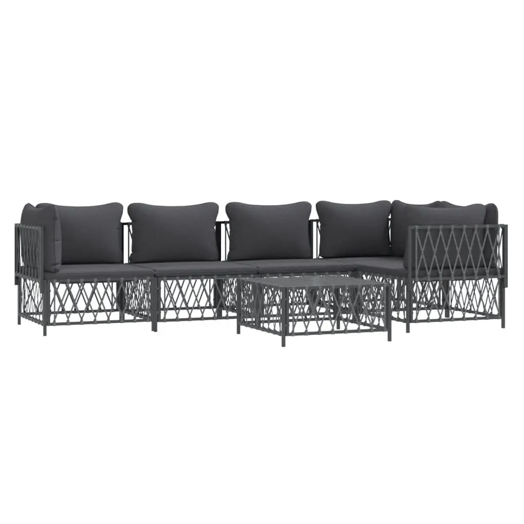 Garden Lounge Set Modular Sofa 6 Piece Anthracite Steel Frame