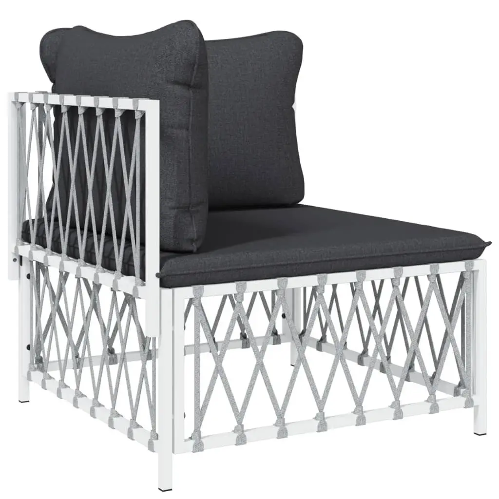 Garden Lounge Set 5 Piece Outdoor Furniture Sofa Cushioned Steel Frame White