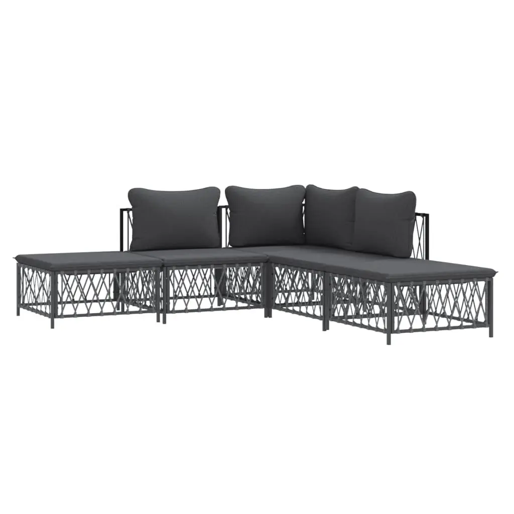 Garden Lounge Set 5 Piece Outdoor Furniture Anthracite Steel Frame