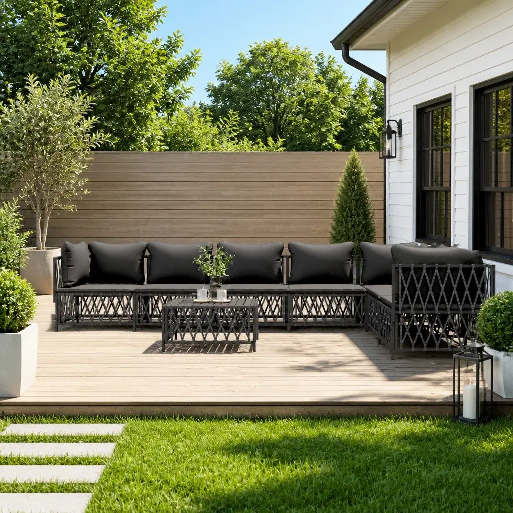 Garden Lounge Set 8 Piece Outdoor Furniture Modular Sofa Anthracite with Cushions