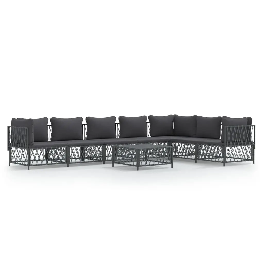 Garden Lounge Set 8 Piece Outdoor Furniture Modular Sofa Anthracite with Cushions