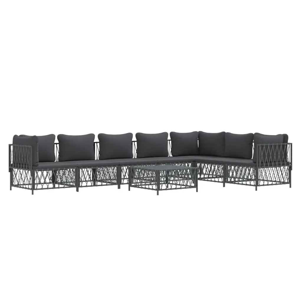 Garden Lounge Set 8 Piece Outdoor Furniture Modular Sofa Anthracite with Cushions