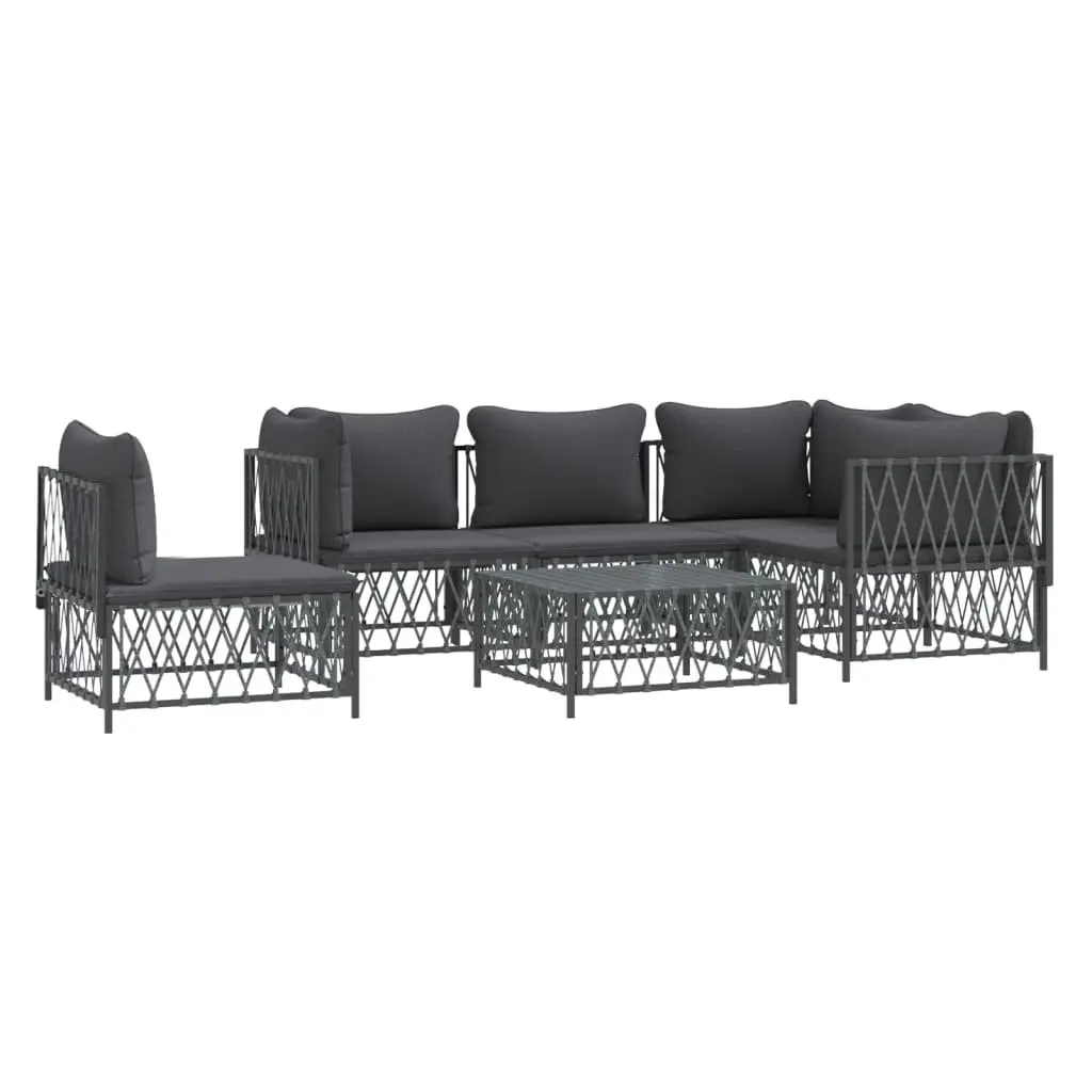 Garden Lounge Set Modular Sofa Cushions 6 Piece Outdoor Furniture Anthracite