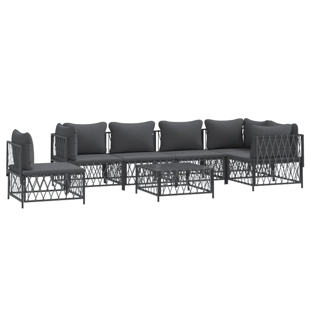 7 Piece Garden Lounge Set Modular Outdoor Furniture Anthracite with Cushions