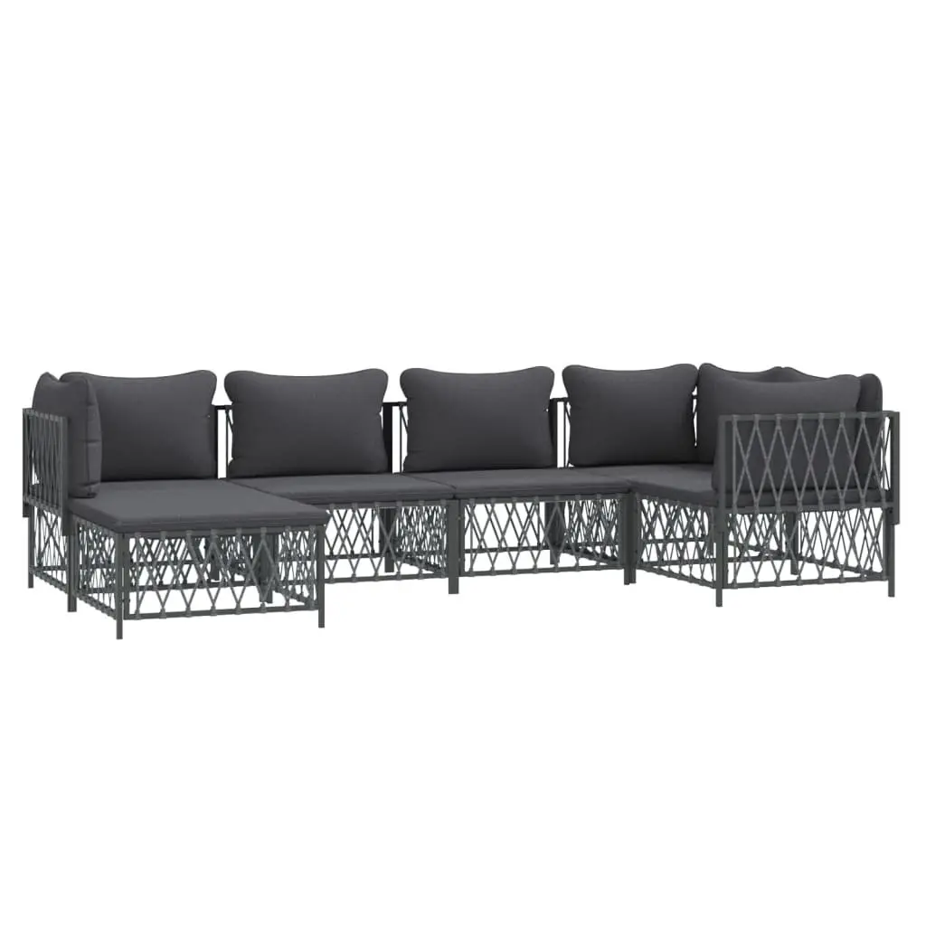 Garden Lounge Set Modular Outdoor Furniture 6 Piece Anthracite Steel Frame