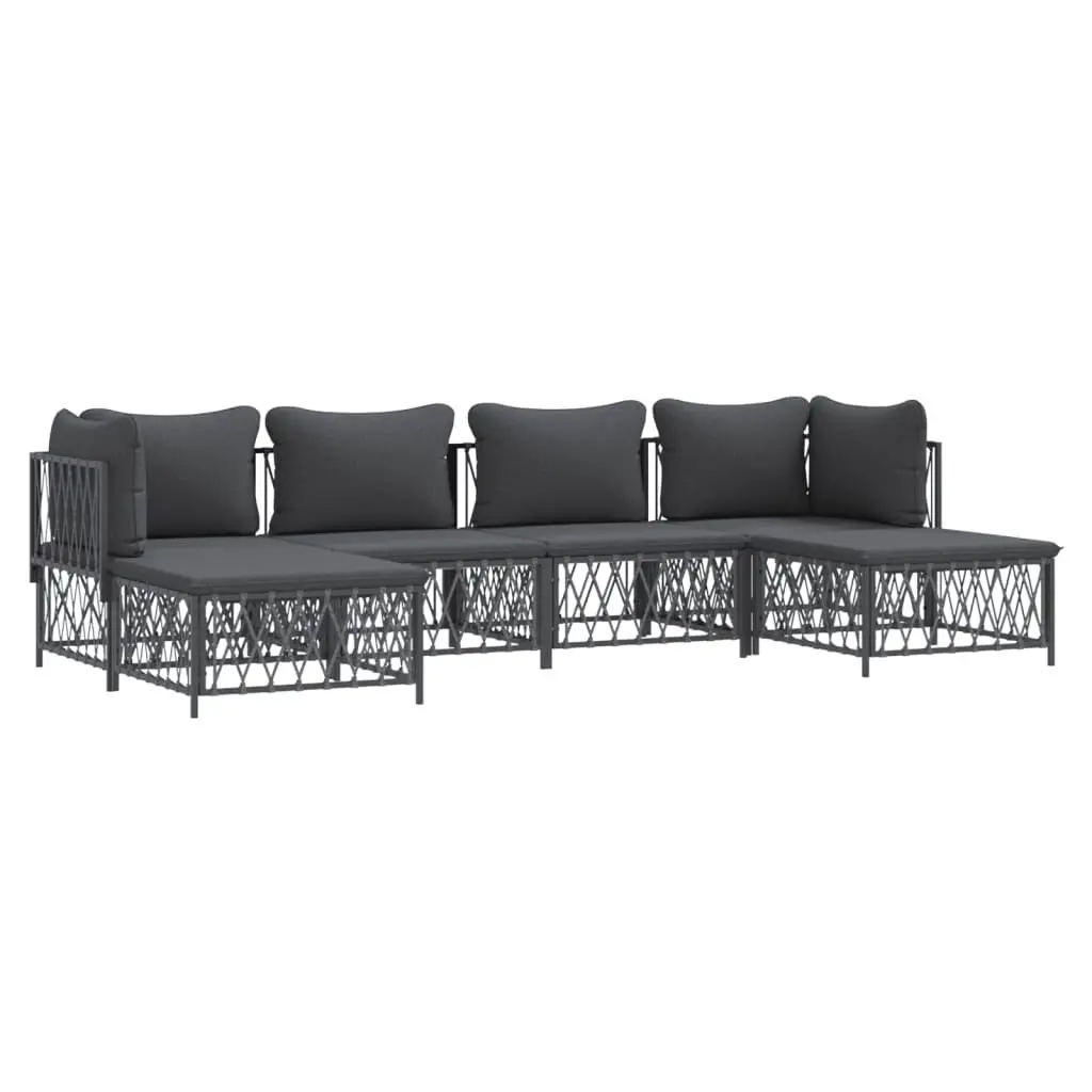 Garden Lounge Set 6 Piece Outdoor Furniture Anthracite Steel Frame Cushions