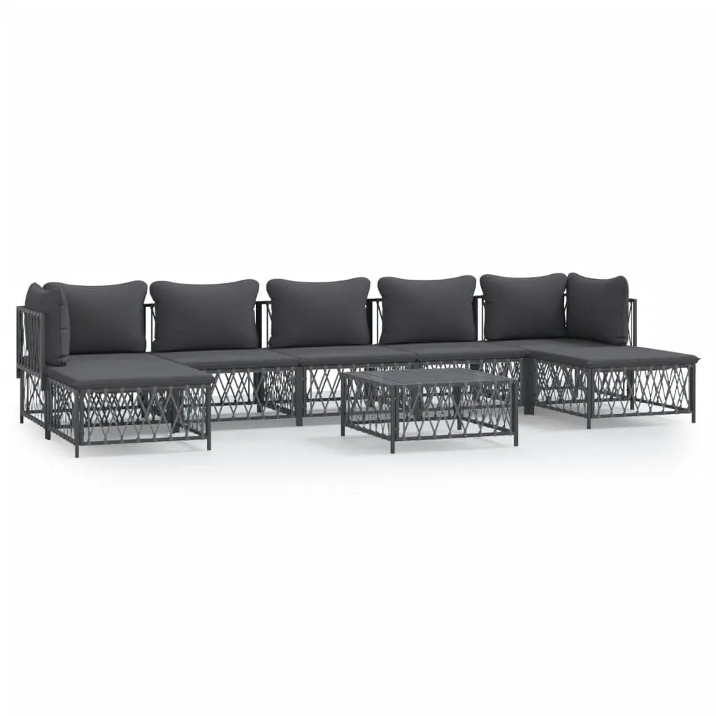 Garden Lounge Set 8 Piece Modular Outdoor Furniture with Cushions Anthracite