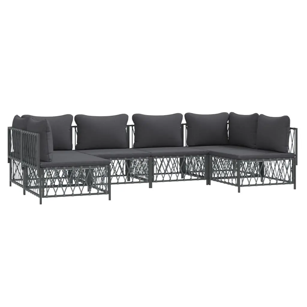 Garden Lounge Set 6 Piece Outdoor Furniture Anthracite Modular Sofa Cushions