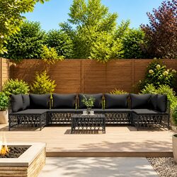 Warm and Practical 8-Piece Modular Lounge Set for Outdoors