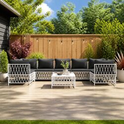 Durable 8-Piece Outdoor Lounge Set with Thick Cushions