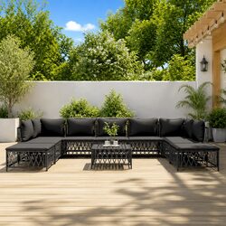 Garden Lounge Set 10 Piece Outdoor Furniture Modular Sofa Anthracite with