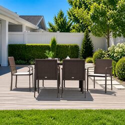 Comfortable 7 Piece Brown Dining Set for Outdoors